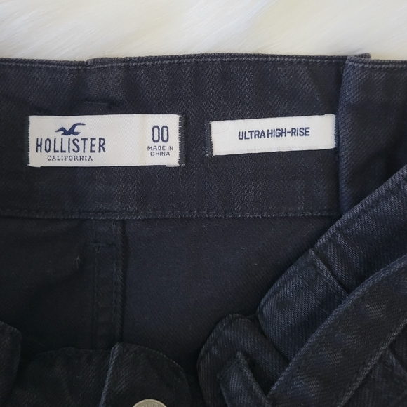 Hollister Ultra High Rise Tie Waist Denim Jean Skirt Juniors 00 Back To School - Picture 2 of 4